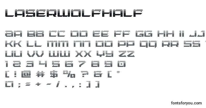 Czcionka Laserwolfhalf – alfabet, cyfry, specjalne znaki