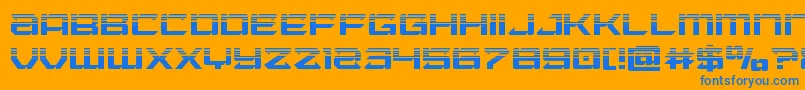 Laserwolfhalf-Schriftart – Blaue Schriften auf orangefarbenem Hintergrund