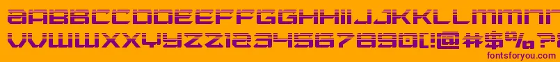 Laserwolfhalf-Schriftart – Violette Schriften auf orangefarbenem Hintergrund