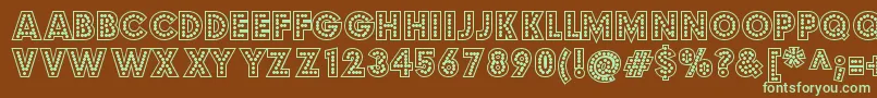 Budmojigglish-fontti – vihreät fontit ruskealla taustalla