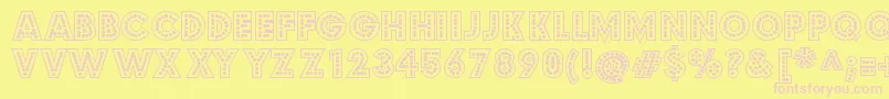 Budmojigglish-Schriftart – Rosa Schriften auf gelbem Hintergrund
