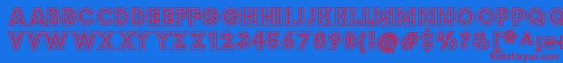 Budmojigglish Font – Red Fonts on Blue Background