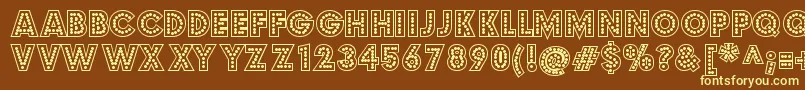 Budmojigglish-fontti – keltaiset fontit ruskealla taustalla
