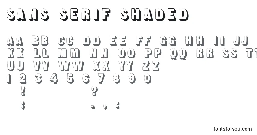 Schriftart Sans Serif Shaded – Alphabet, Zahlen, spezielle Symbole