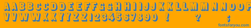 Sans Serif Shaded-Schriftart – Blaue Schriften auf orangefarbenem Hintergrund