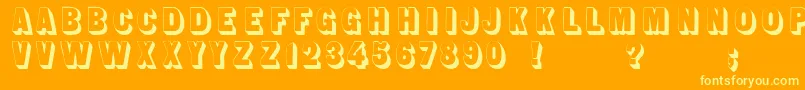 Sans Serif Shaded-Schriftart – Gelbe Schriften auf orangefarbenem Hintergrund