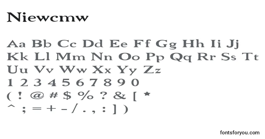 A fonte Niewcmw – alfabeto, números, caracteres especiais