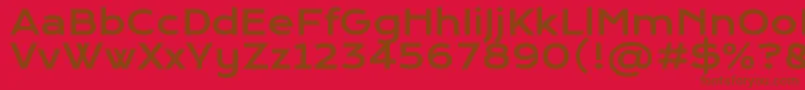 Fonte KronaoneRegular – fontes marrons em um fundo vermelho
