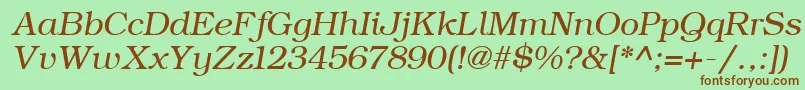 ErBukinist1251Italic-fontti – ruskeat fontit vihreällä taustalla