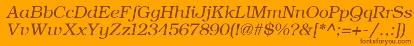 Fonte ErBukinist1251Italic – fontes marrons em um fundo laranja