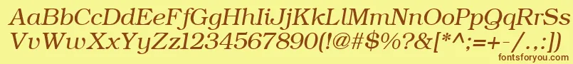 Czcionka ErBukinist1251Italic – brązowe czcionki na żółtym tle