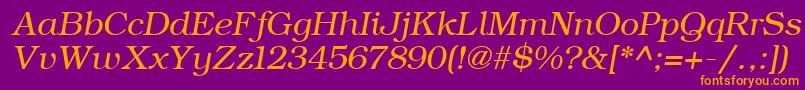 Fonte ErBukinist1251Italic – fontes laranjas em um fundo violeta