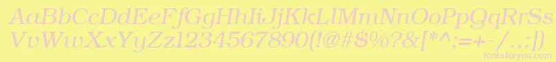 ErBukinist1251Italic-Schriftart – Rosa Schriften auf gelbem Hintergrund