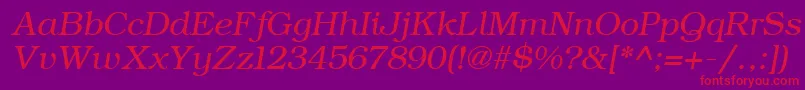 ErBukinist1251Italic-fontti – punaiset fontit violetilla taustalla