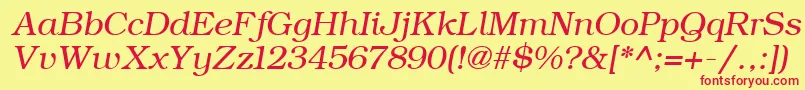 Fonte ErBukinist1251Italic – fontes vermelhas em um fundo amarelo