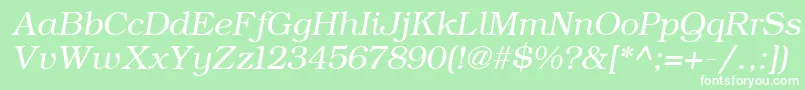 Fonte ErBukinist1251Italic – fontes brancas em um fundo verde