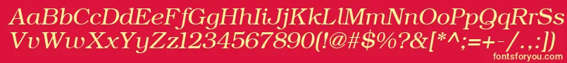 フォントErBukinist1251Italic – 黄色の文字、赤い背景