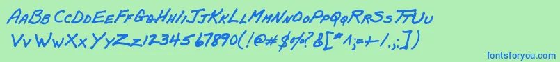 PapamanoAoe Font – Blue Fonts on Green Background