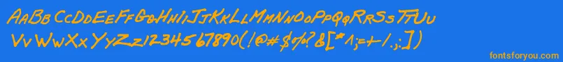 PapamanoAoe Font – Orange Fonts on Blue Background