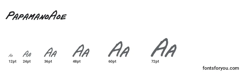 Размеры шрифта PapamanoAoe