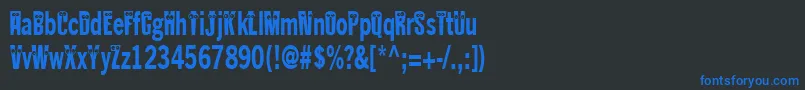 Kablokheadjam-Schriftart – Blaue Schriften auf schwarzem Hintergrund