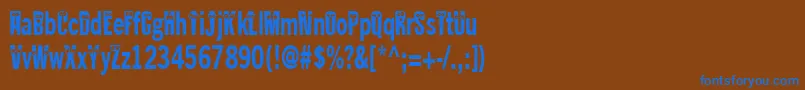 Kablokheadjam-Schriftart – Blaue Schriften auf braunem Hintergrund