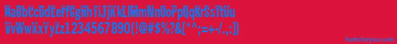 Kablokheadjam-Schriftart – Blaue Schriften auf rotem Hintergrund