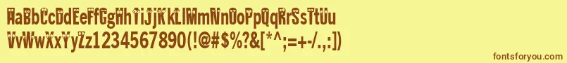 Kablokheadjam-Schriftart – Braune Schriften auf gelbem Hintergrund