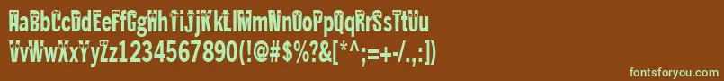 フォントKablokheadjam – 緑色の文字が茶色の背景にあります。