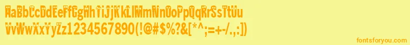 Kablokheadjam-Schriftart – Orangefarbene Schriften auf gelbem Hintergrund