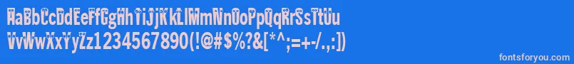 Kablokheadjam-Schriftart – Rosa Schriften auf blauem Hintergrund
