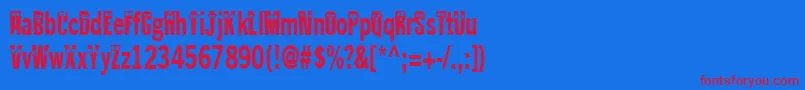 Kablokheadjam-Schriftart – Rote Schriften auf blauem Hintergrund