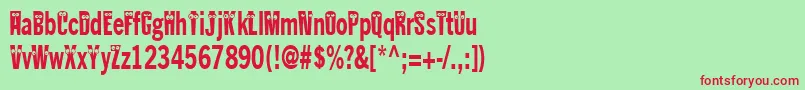 Kablokheadjam-Schriftart – Rote Schriften auf grünem Hintergrund