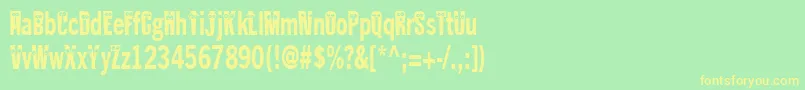 フォントKablokheadjam – 黄色の文字が緑の背景にあります