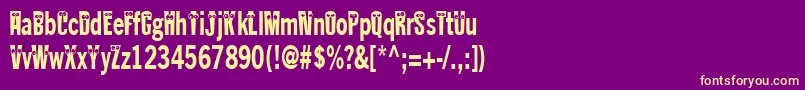 Kablokheadjam-Schriftart – Gelbe Schriften auf violettem Hintergrund