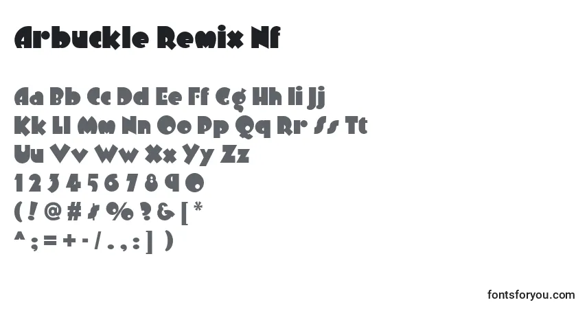 A fonte Arbuckle Remix Nf – alfabeto, números, caracteres especiais