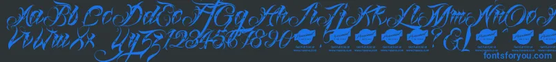 Linascriptdotdemo Font – Blue Fonts on Black Background