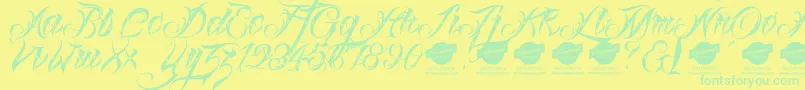 Linascriptdotdemo Font – Green Fonts on Yellow Background