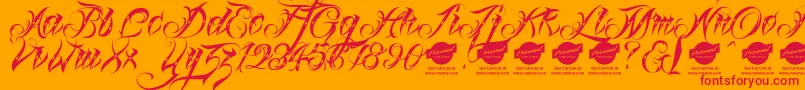 Linascriptdotdemo-Schriftart – Rote Schriften auf orangefarbenem Hintergrund