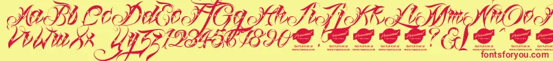 Linascriptdotdemo Font – Red Fonts on Yellow Background