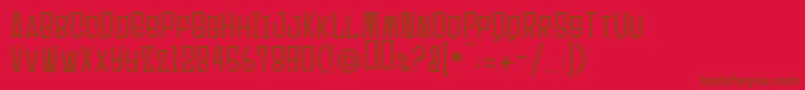 Więcej informacji o czcionce Ultrasonik Czcionka Ultrasonik – brązowe czcionki na czerwonym tle