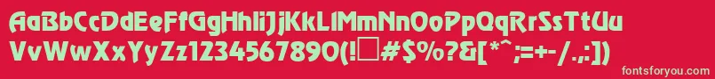 フォントRevueCyrillic – 赤い背景に緑の文字