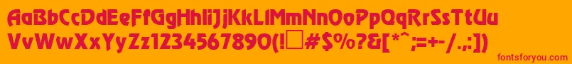 RevueCyrillic-Schriftart – Rote Schriften auf orangefarbenem Hintergrund