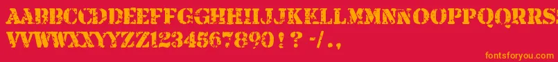 フォントArmalite – 赤い背景にオレンジの文字
