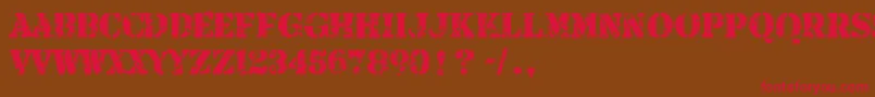 フォントArmalite – 赤い文字が茶色の背景にあります。