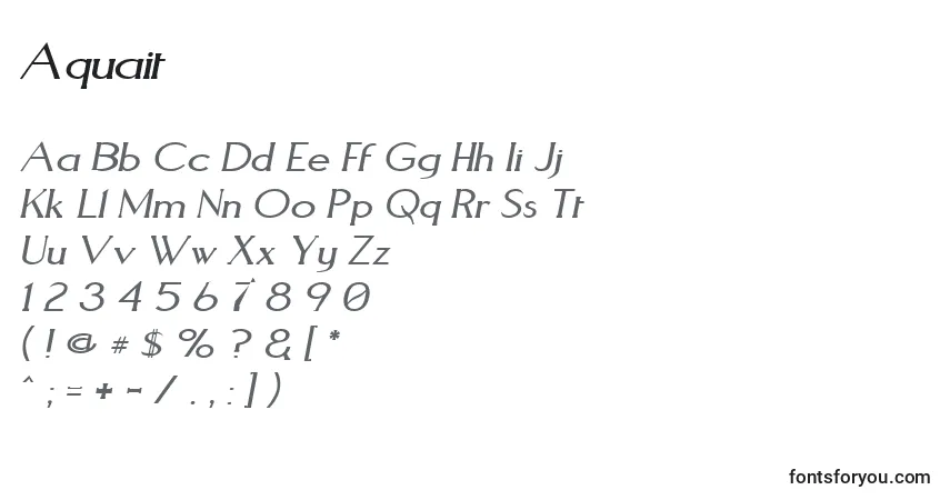 Schriftart Aquait – Alphabet, Zahlen, spezielle Symbole