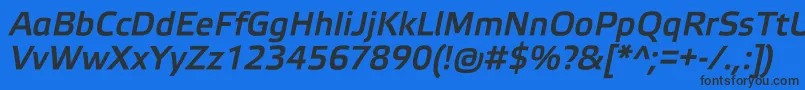 Шрифт ElektraMediumProItalic – чёрные шрифты на синем фоне