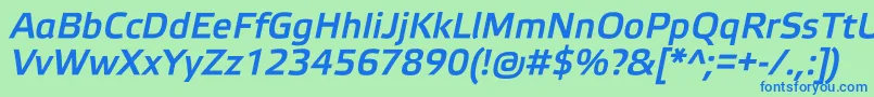 Шрифт ElektraMediumProItalic – синие шрифты на зелёном фоне