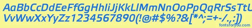 Czcionka ElektraMediumProItalic – niebieskie czcionki na żółtym tle