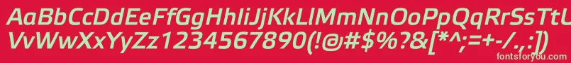 フォントElektraMediumProItalic – 赤い背景に緑の文字